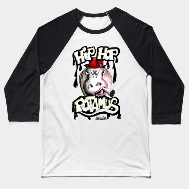 Hip Hop Potamus Baseball T-Shirt by Notas